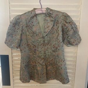 Vintage 1940s Japanese Silk Brocade Jacket WWII Occupation Custom Bird fabric